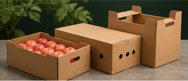 Ventilated corrugated cartons for apples and fresh produce handling